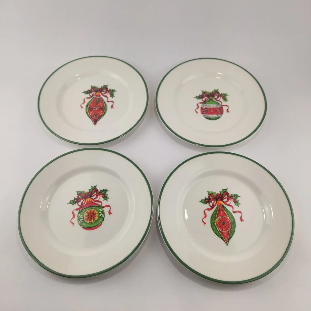 Christopher Radko Holiday Celebrations Salad Plates Set of 4 NIB Christmas